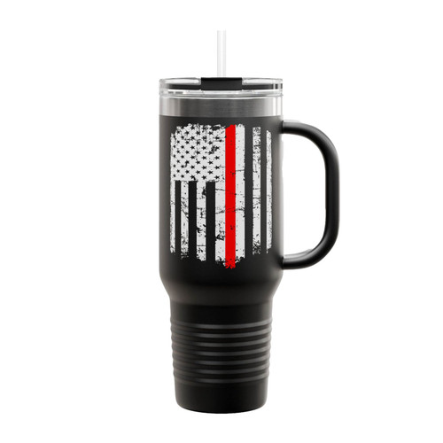 Thin Red Line American Flag Insulated Travel Mug