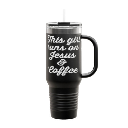 This Girl Runs On Jesus & Coffee Insulated Travel Mug