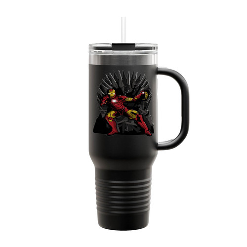 Tony Stark On The Iron Throne Game Of Thrones Insulated Travel Mug