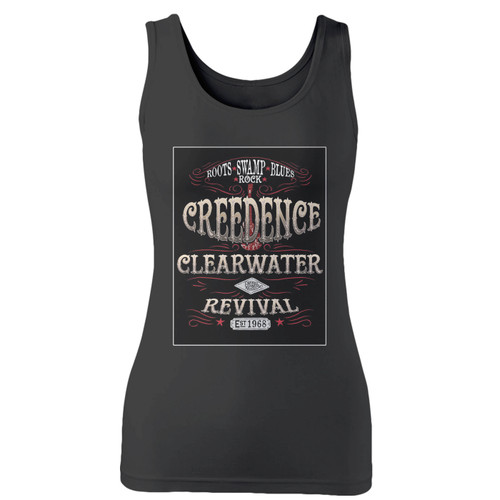 High quality print of this slim fit creedence clearwater revival inspired swamp rock women tank top will turn heads. And bystanders won't be disappointed - the racerback cut looks good one any woman's shoulders.