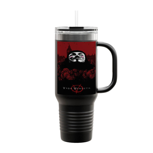 V For Vendetta Mask Insulated Travel Mug