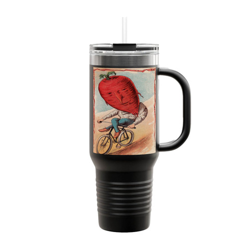 Vegetable People Beet Riding A Bicycle Insulated Travel Mug