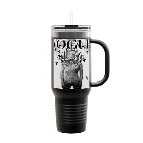 Vogue Black White Insulated Travel Mug