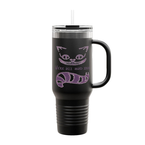 We Are All Mad Here Cat Insulated Travel Mug