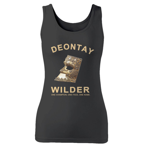 High quality print of this slim fit deontay wilder one champion face and name women tank top will turn heads. And bystanders won't be disappointed - the racerback cut looks good one any woman's shoulders.