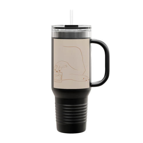 Whiskey Girl Line Drawing Insulated Travel Mug