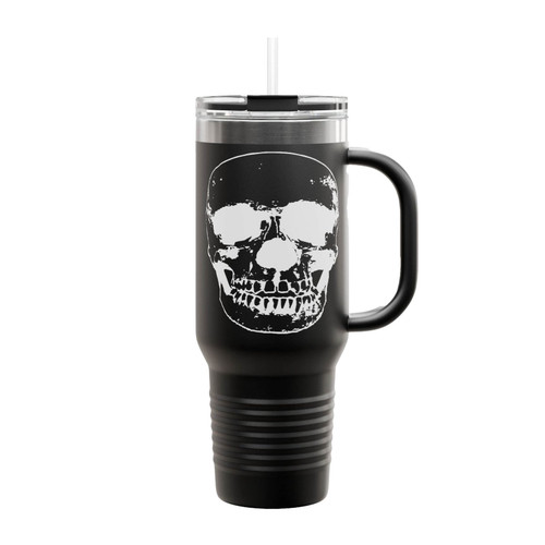 White Horror Skull Insulated Travel Mug