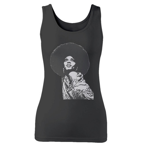 High quality print of this slim fit diana ross 1968 silhoutte women tank top will turn heads. And bystanders won't be disappointed - the racerback cut looks good one any woman's shoulders.
