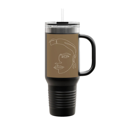 Woman Face Line Insulated Travel Mug