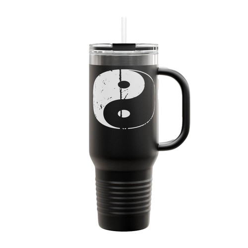 Yin And Yang Distressed Symbol Insulated Travel Mug