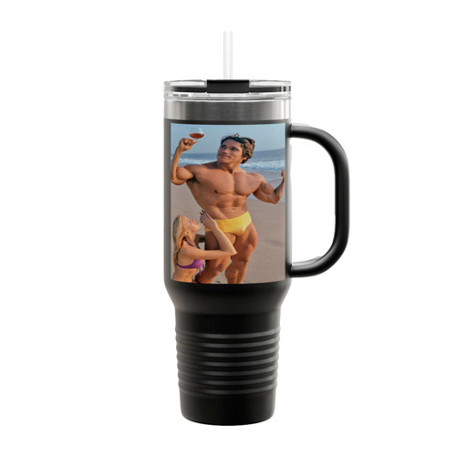 Young Arnold Schwarzenegger Beach Insulated Travel Mug