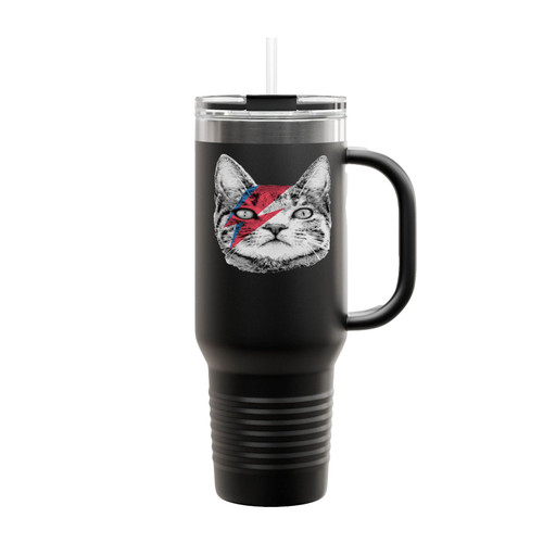 Ziggy Stardust Cat David Bowie Insulated Travel Mug