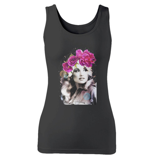 High quality print of this slim fit dolly parton country pop blues music singer women tank top will turn heads. And bystanders won't be disappointed - the racerback cut looks good one any woman's shoulders.