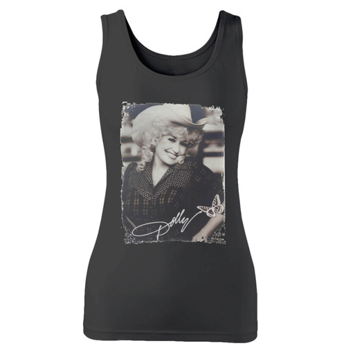 High quality print of this slim fit dolly parton retro country music women tank top will turn heads. And bystanders won't be disappointed - the racerback cut looks good one any woman's shoulders.