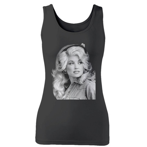 High quality print of this slim fit dolly parton women tank top will turn heads. And bystanders won't be disappointed - the racerback cut looks good one any woman's shoulders.