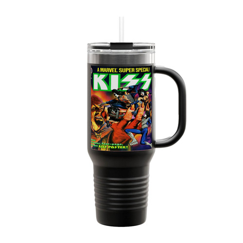 A Marvel Super Special Kiss Rock Band Insulated Travel Mug