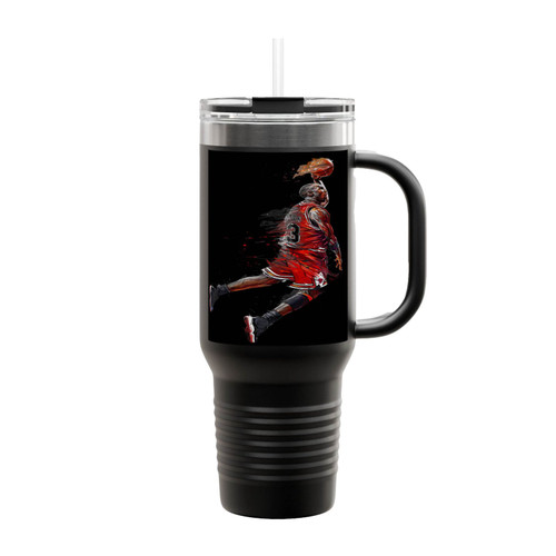 Abstract Art Michael Fly Dunk Basketball Insulated Travel Mug