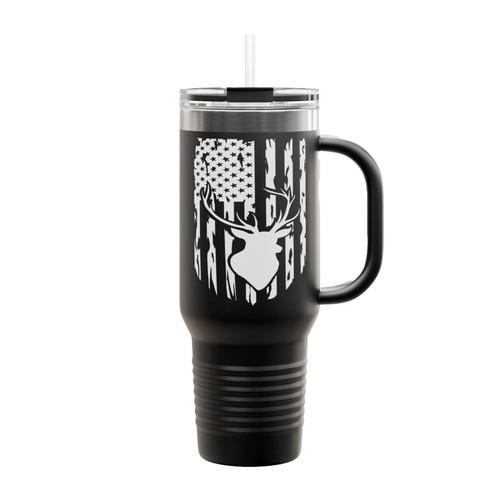 American Flag Hunting Insulated Travel Mug