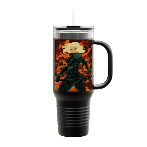 Avengers Black Widow Cartoon Insulated Travel Mug