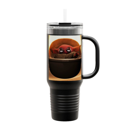 Baby Yoda As Deadpool Insulated Travel Mug