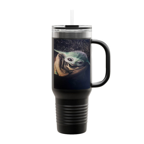 Baby Yoda Fly In Space Insulated Travel Mug