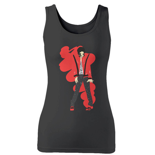 High quality print of this slim fit exclusive michael jackson tribute women tank top will turn heads. And bystanders won't be disappointed - the racerback cut looks good one any woman's shoulders.