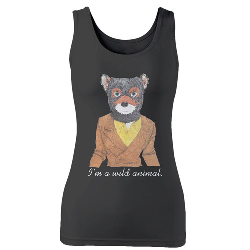 High quality print of this slim fit fantastic mr fox im a wild animal women tank top will turn heads. And bystanders won't be disappointed - the racerback cut looks good one any woman's shoulders.