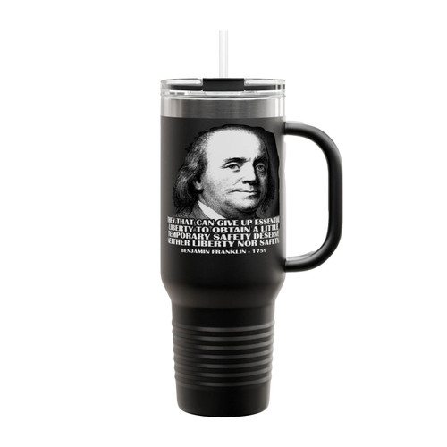 Ben Franklin Quote Insulated Travel Mug
