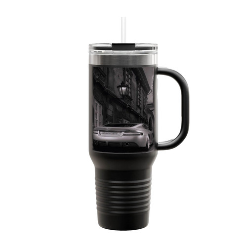 Black And White Back Car Insulated Travel Mug
