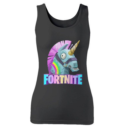 High quality print of this slim fit fortnite unicorn women tank top will turn heads. And bystanders won't be disappointed - the racerback cut looks good one any woman's shoulders.