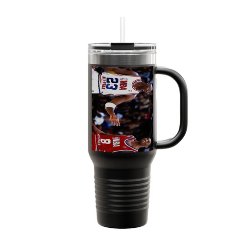 Bulls Michael Jordan And Lakers Kobe Bryant Insulated Travel Mug