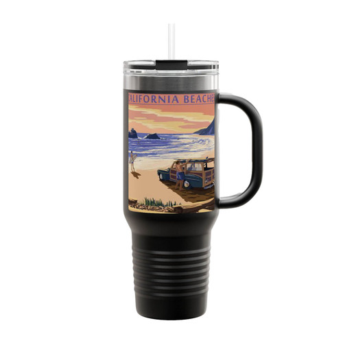 California Beaches Woody On Beach Insulated Travel Mug