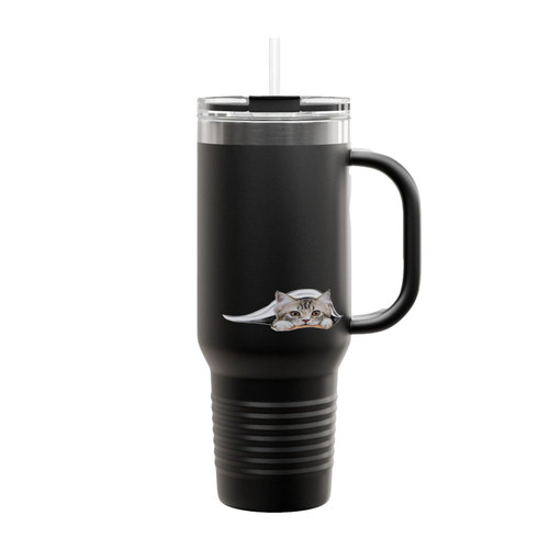 Cat Chilling Hiding Insulated Travel Mug