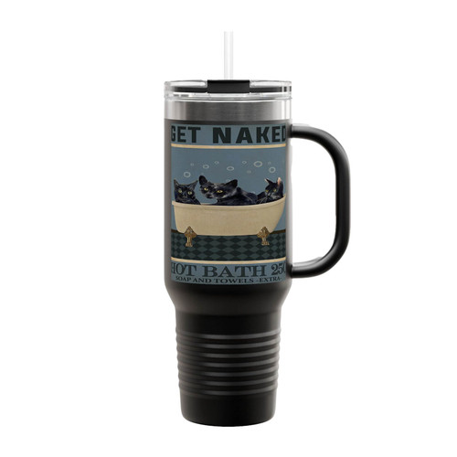 Cat Get Naked Hot Bath Insulated Travel Mug