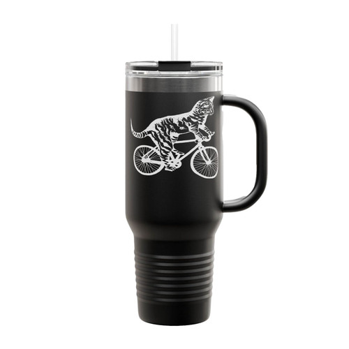 Cat On Bicycle Insulated Travel Mug