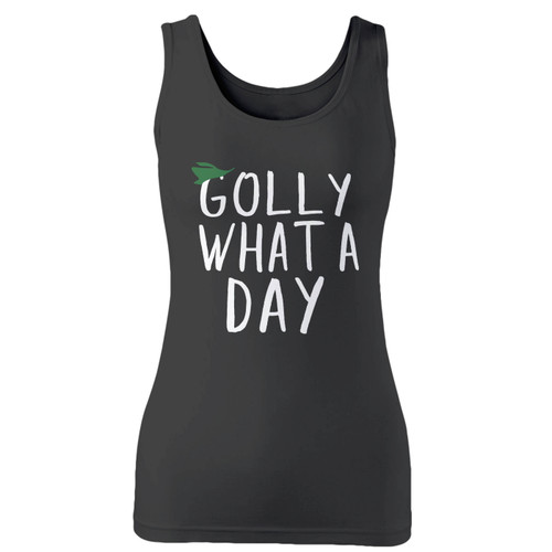 High quality print of this slim fit golly what a day robin hood women tank top will turn heads. And bystanders won't be disappointed - the racerback cut looks good one any woman's shoulders.