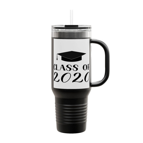 Class 2020 Lettering With Graduation Cap Insulated Travel Mug