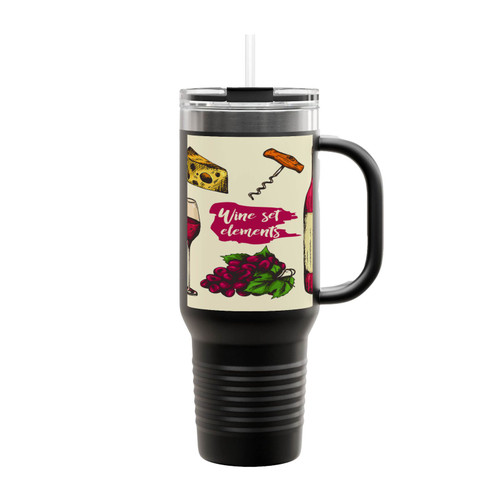 Colourful Sketch Of Wine Elements Insulated Travel Mug