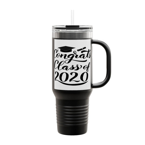 Congrats Class 2020 Lettering With Graduation 2 Insulated Travel Mug