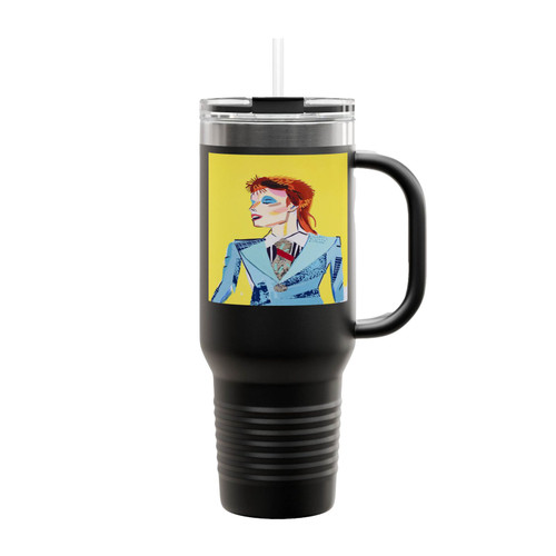 David Bowie Singer Art Insulated Travel Mug