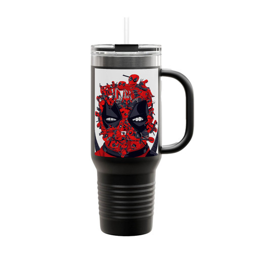 Deadpool Head Collage Insulated Travel Mug