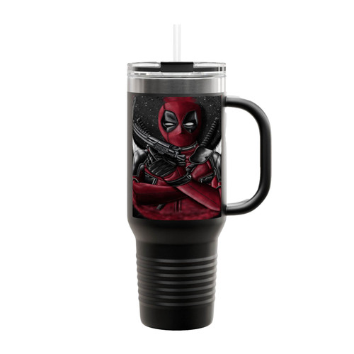 Deadpool With Guns Insulated Travel Mug