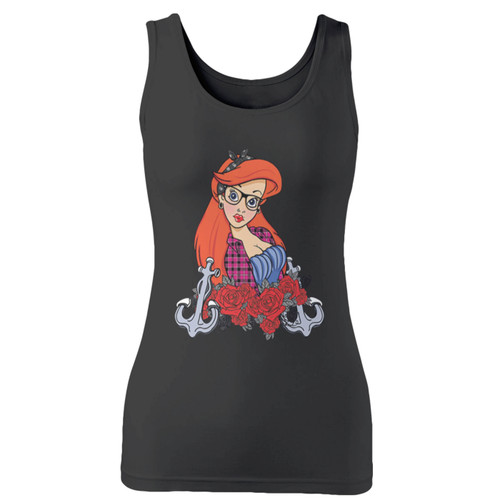 High quality print of this slim fit hipster mermaid ariel women tank top will turn heads. And bystanders won't be disappointed - the racerback cut looks good one any woman's shoulders.