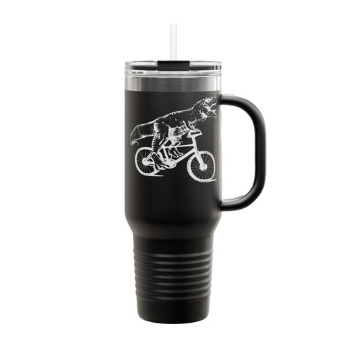Dino On Bicycle Insulated Travel Mug
