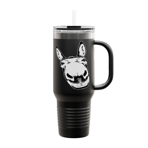 Donkey Black Pencil Drawing Insulated Travel Mug