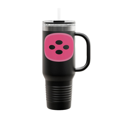 Dot Button Pink Insulated Travel Mug