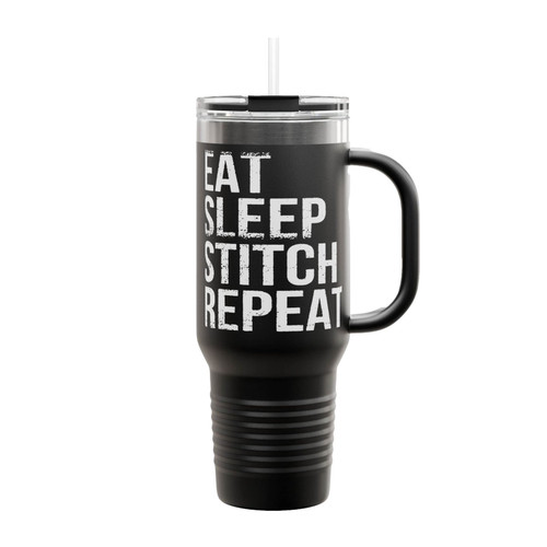 Eat Sleep Stitch Repeat Insulated Travel Mug