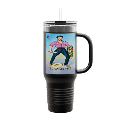 El Valiente Mexican Loteria Bingo Card Insulated Travel Mug
