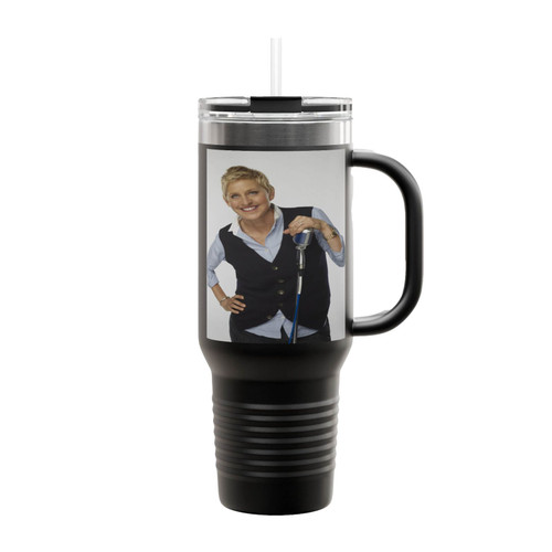 Ellen Degeneres With Microphone Insulated Travel Mug
