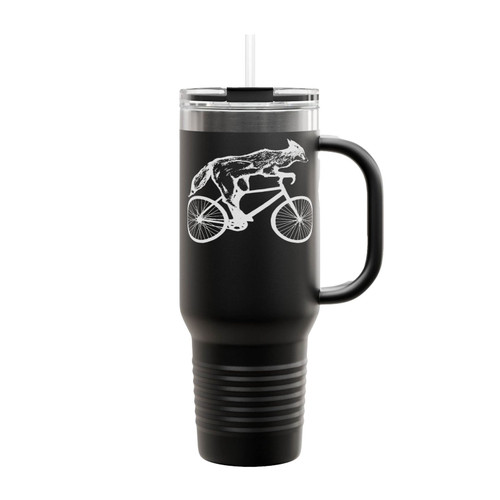 Fox On Bicycle Insulated Travel Mug